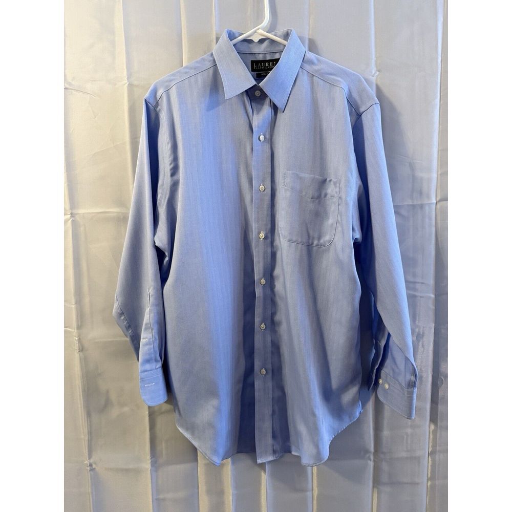 Lauren Ralph Lauren Mens Yarmouth Button Dress Shirt Blue Herringbone 16.5-32/33